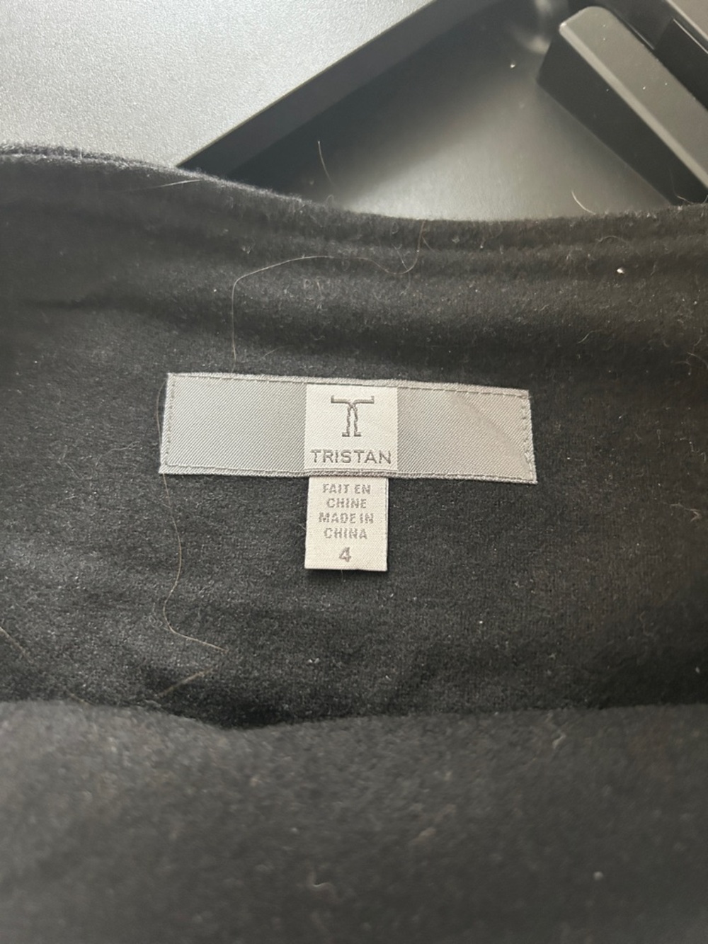 Black A-Line Skirt with Satin Geometric Trim - Picture 3 of 4